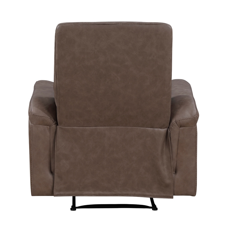 Meloni Reclining Chair with Pull-Hand Mechanism- Brown Microfiber