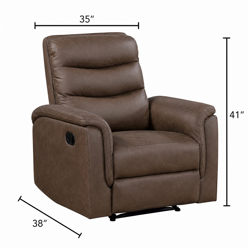 Meloni Reclining Chair with Pull-Hand Mechanism- Brown Microfiber