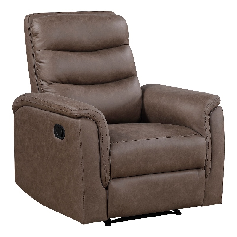 Meloni Reclining Chair with Pull-Hand Mechanism- Brown Microfiber