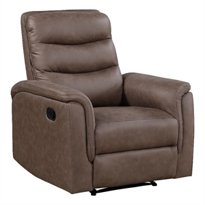 Meloni Reclining Chair with Pull-Hand Mechanism- Brown Microfiber