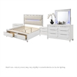 Queen Bedroom Set- Pearl White Silver- 5pc w 2 Nightstands- Dresser