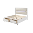 Queen Bedroom Set- Pearl White Silver- 4pc w 2 Nightstands- Dresser