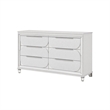 Queen Bedroom Set- Pearl White Silver- 4pc w 2 Nightstands- Dresser
