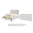 Queen Bedroom Set- Pearl White Silver- 4pc w 2 Nightstands- Dresser