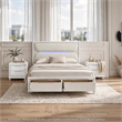Queen Bedroom Set- Pearl White Silver- 3pc w 2 Nightstands