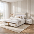 Queen Bedroom Set- Pearl White Silver- 3pc w 2 Nightstands