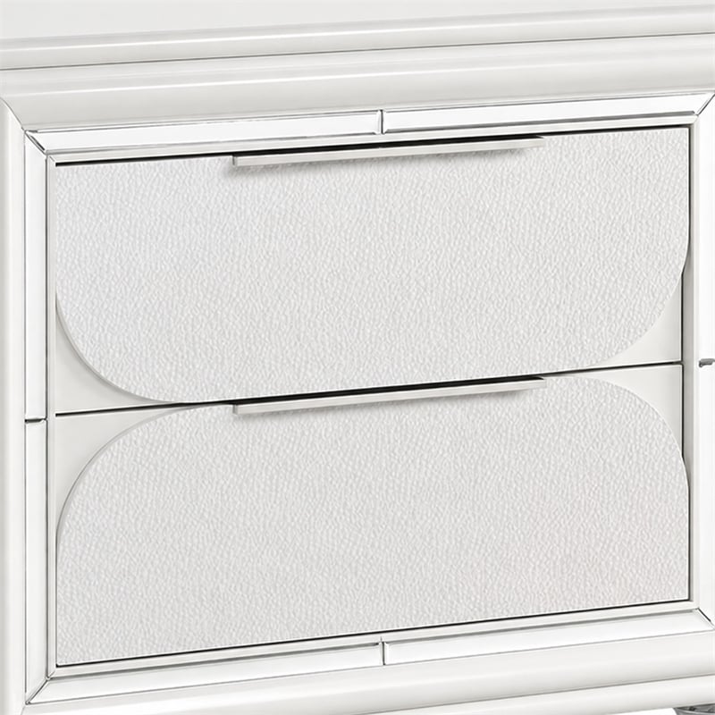 Queen Bedroom Set- Pearl White Silver- 2pc w Nightstand