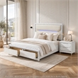 Queen Bedroom Set- Pearl White Silver- 2pc w Nightstand