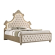 King Bedroom Set- Upholstered Design- Beige Brown- 2pc w Nightstand