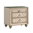 King Bedroom Set- Upholstered Design- Beige Brown- 2pc w Nightstand