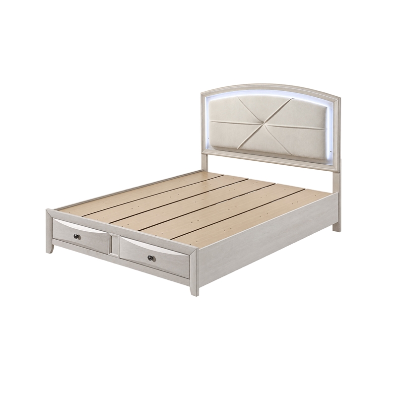 Queen Bedroom Set- Antique White Zinc- 5pc w 2 Nightstands- Dresser