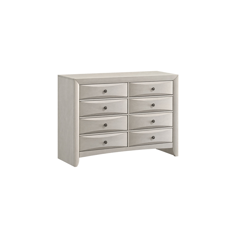 Queen Bedroom Set- Antique White Zinc- 5pc w 2 Nightstands- Dresser