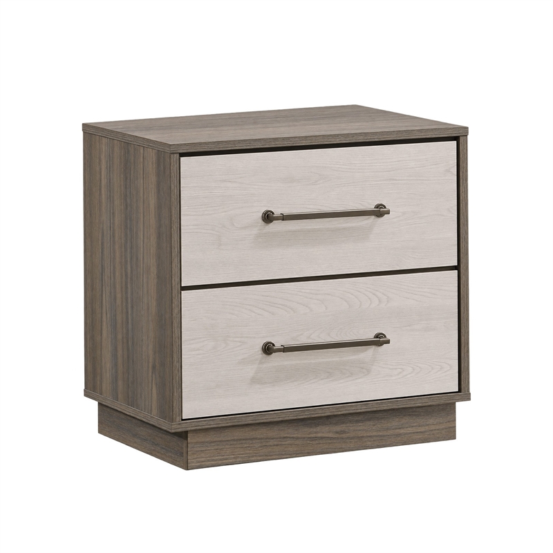 King Bedroom Set- Storage Gray and Nickel- 2 Piece Set with Nightstand