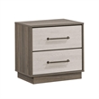 King Bedroom Set- Storage Gray and Nickel- 2 Piece Set with Nightstand