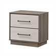 King Bedroom Set- Storage Gray and Nickel- 2 Piece Set with Nightstand