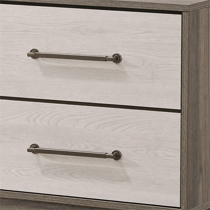 King Bedroom Set- Storage Gray and Nickel- 2 Piece Set with Nightstand
