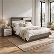 King Bedroom Set- Storage Gray and Nickel- 2 Piece Set with Nightstand