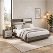 King Bedroom Set- Storage Gray and Nickel- 2 Piece Set with Nightstand