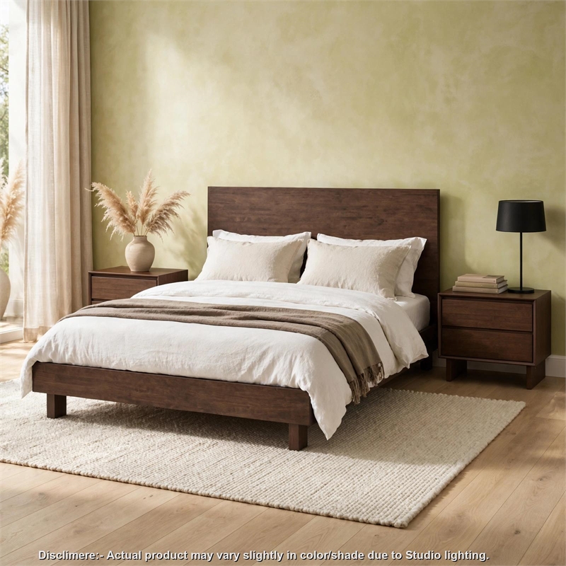 Queen Bedroom Set- Brown- 3 Piece Set with 2 Nightstands