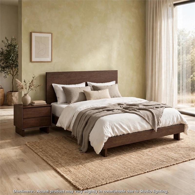 King Bedroom Set- Brown- 2 Piece Set with Nightstand
