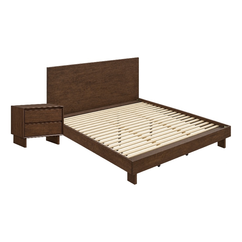King Bedroom Set- Brown- 2 Piece Set with Nightstand