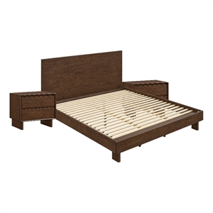 King Bedroom Set- Brown- 3 Piece Set with 2 Nightstands