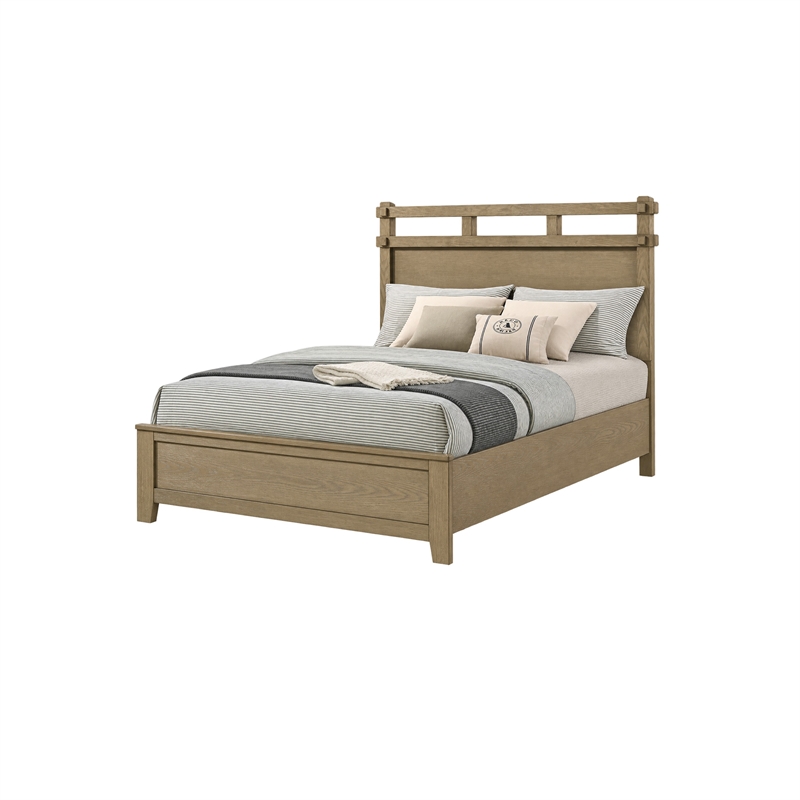 Queen Bedroom Set- Vineyard Oak Brown- 2 Piece Set with Nightstand