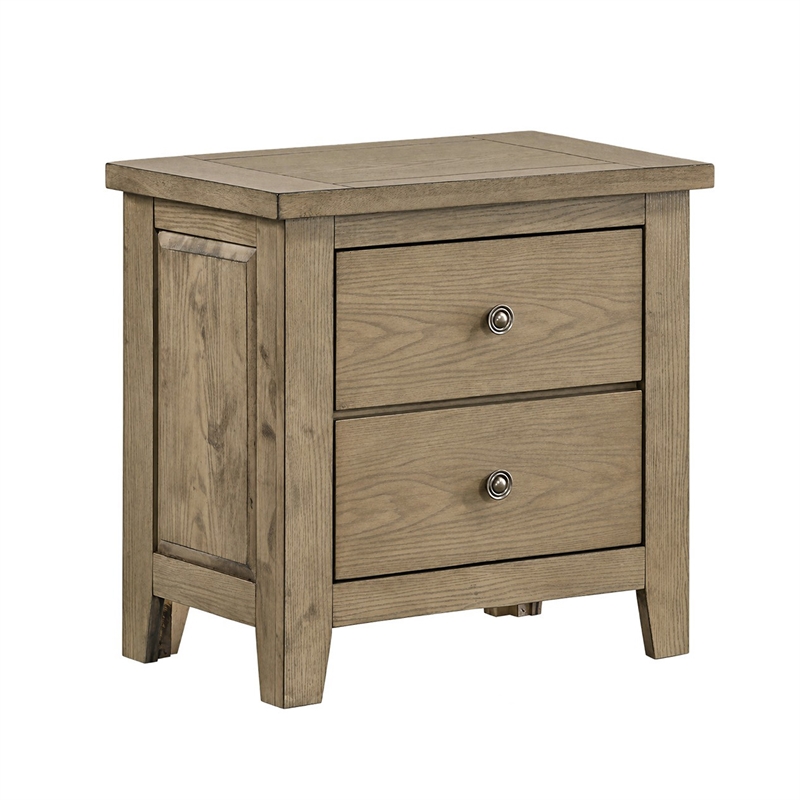 Queen Bedroom Set- Vineyard Oak Brown- 2 Piece Set with Nightstand