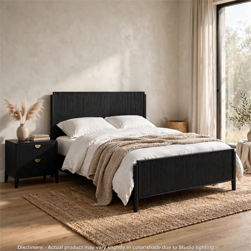 California King Bedroom Set- Black and Gold- 2 Piece Set with Nightstand