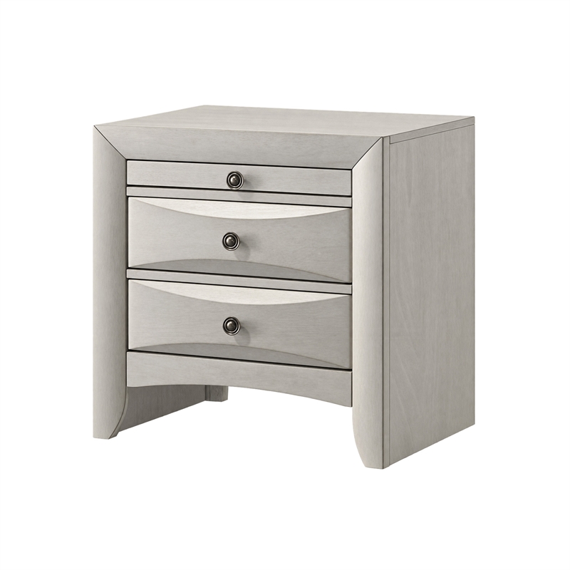 Queen Bedroom Set- Antique White Zinc- 4pc w 2 Nightstands- Dresser