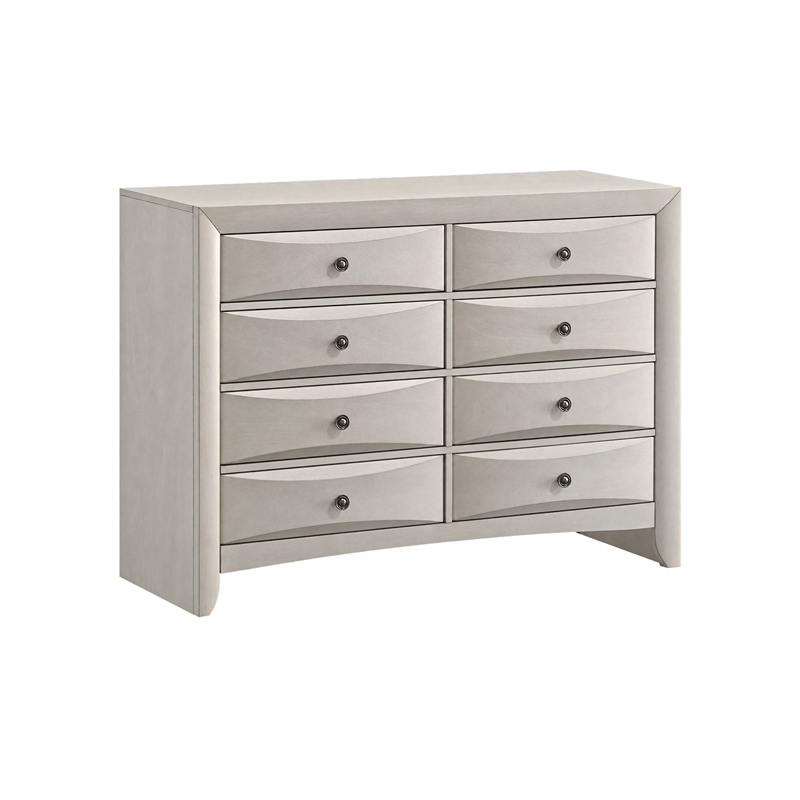 Queen Bedroom Set- Antique White Zinc- 4pc w 2 Nightstands- Dresser