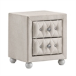 Full Bedroom Set- Upholstered Storage Design- Beige- 4pc w NS- Dresser