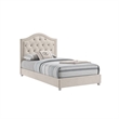 Full Bedroom Set- Upholstered Storage Design- Beige- 3pc w NS- Dresser