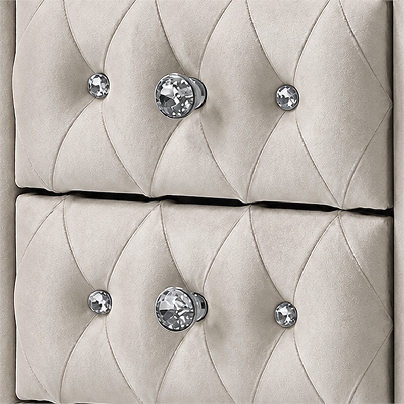 Full Bedroom Set- Upholstered Storage Design- Beige- 3pc w NS- Dresser