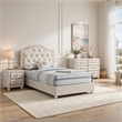 Full Bedroom Set- Upholstered Storage Design- Beige- 3pc w NS- Dresser