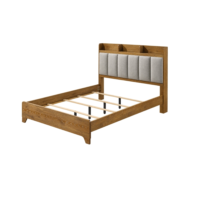King Bedroom Set- Light Aspen Brown Gray- 4pc w 2 Nightstands- Dresser