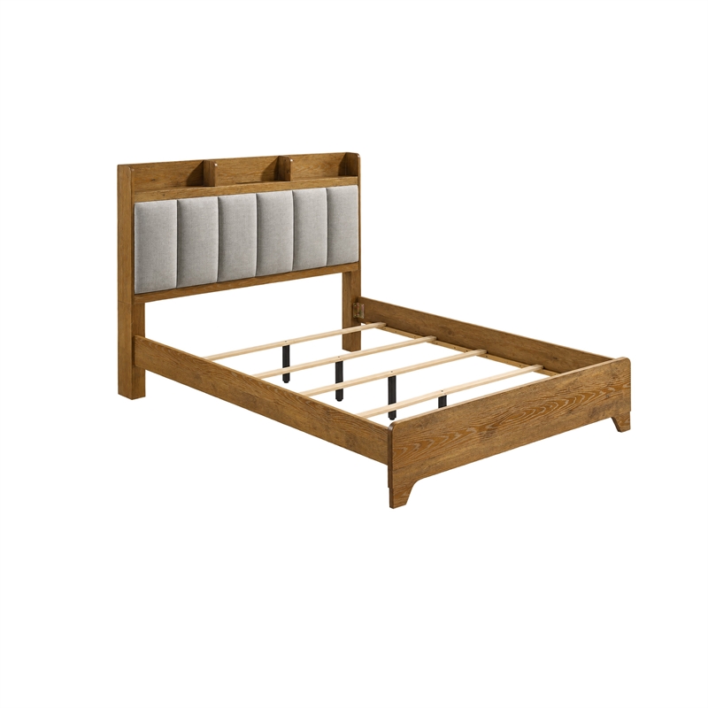 King Bedroom Set- Light Aspen Brown Gray- 4pc w 2 Nightstands- Dresser