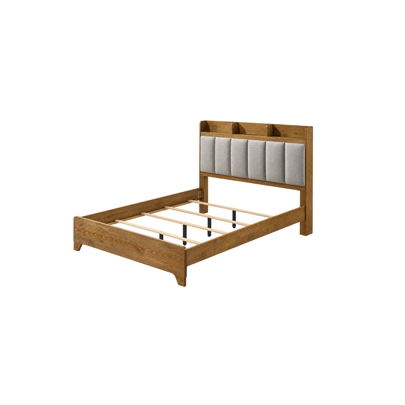 King Bedroom Set- Light Aspen Brown Gray- 3pc w 2 Nightstands
