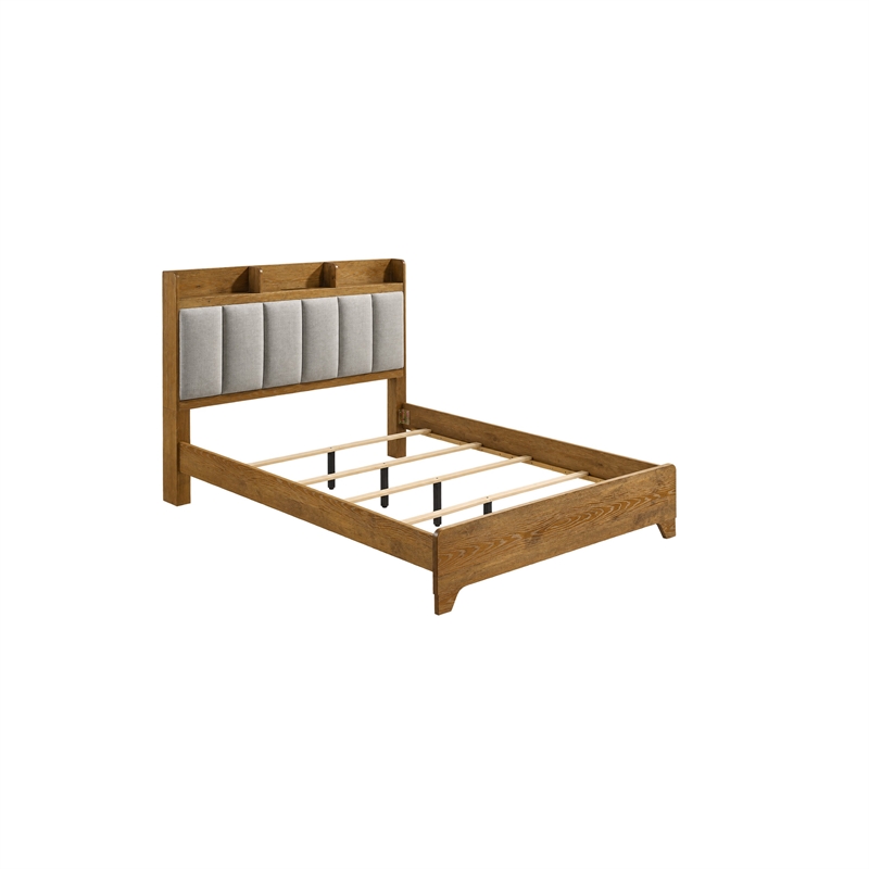 King Bedroom Set- Light Aspen Brown Gray- 3pc w 2 Nightstands