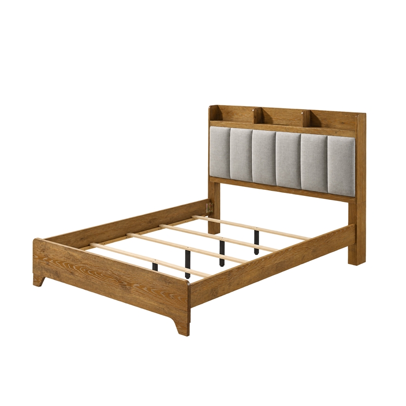King Bedroom Set- Light Aspen Brown Gray- 2pc w Nightstand