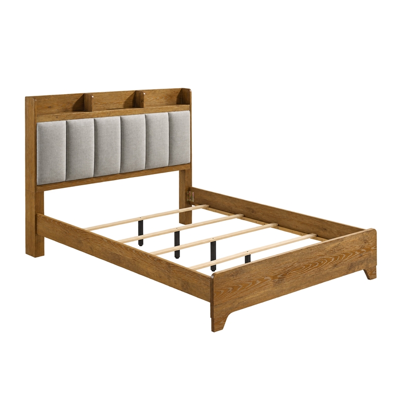 King Bedroom Set- Light Aspen Brown Gray- 2pc w Nightstand
