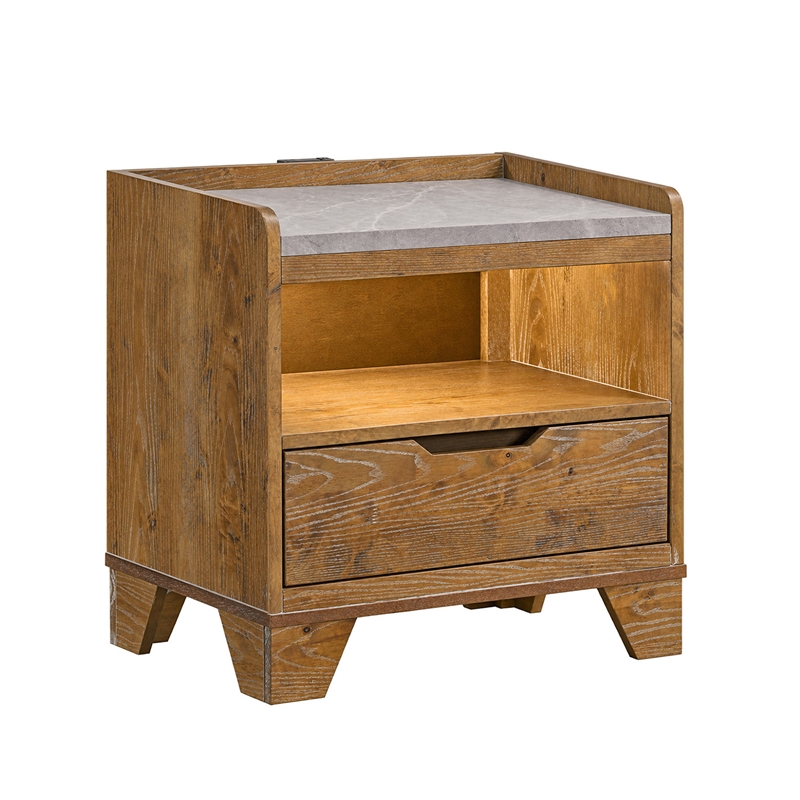 King Bedroom Set- Light Aspen Brown Gray- 2pc w Nightstand