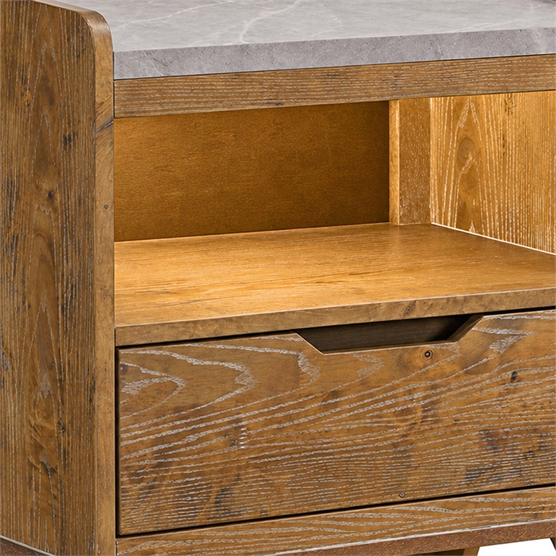 King Bedroom Set- Light Aspen Brown Gray- 2pc w Nightstand