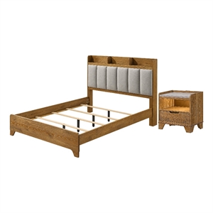 King Bedroom Set- Light Aspen Brown Gray- 2pc w Nightstand