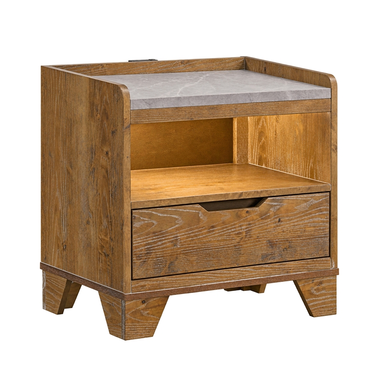 Queen Bedroom Set- Light Aspen Brown Gray- 5pc w 2 Nightstands