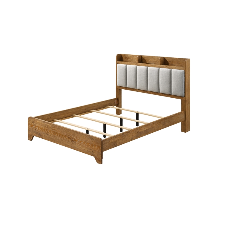 Queen Bedroom Set- Light Aspen Brown Gray- 5pc w 2 Nightstands- Chest