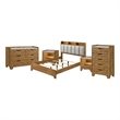 Queen Bedroom Set- Light Aspen Brown Gray- 5pc w 2 Nightstands- Chest