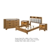 Queen Bedroom Set- Light Aspen Brown Gray- 4pc w 2 Nightstands- Dresser