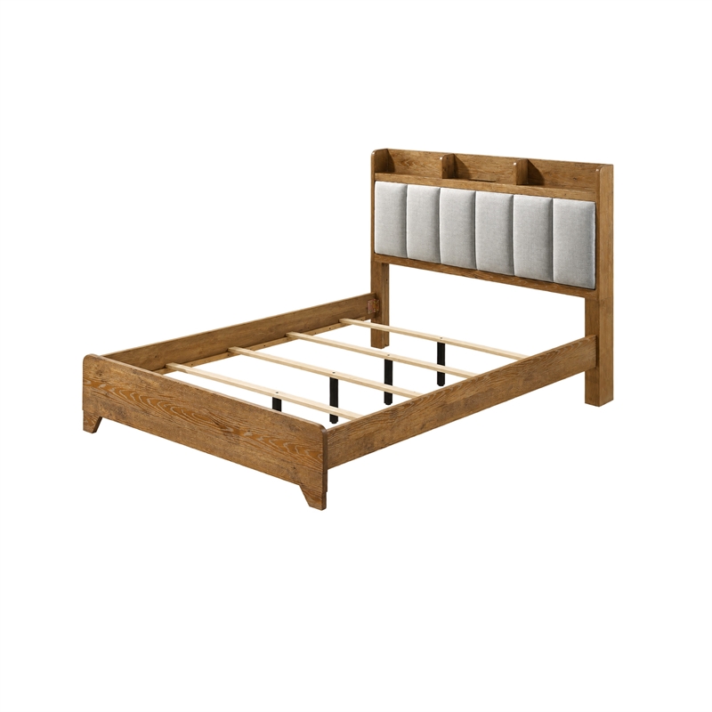 Queen Bedroom Set- Light Aspen Brown Gray- 4pc w Nightstand- Dresser