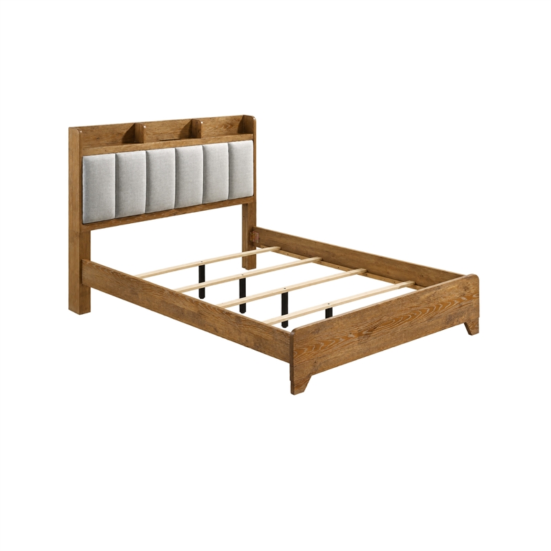Queen Bedroom Set- Light Aspen Brown Gray- 4pc w Nightstand- Dresser